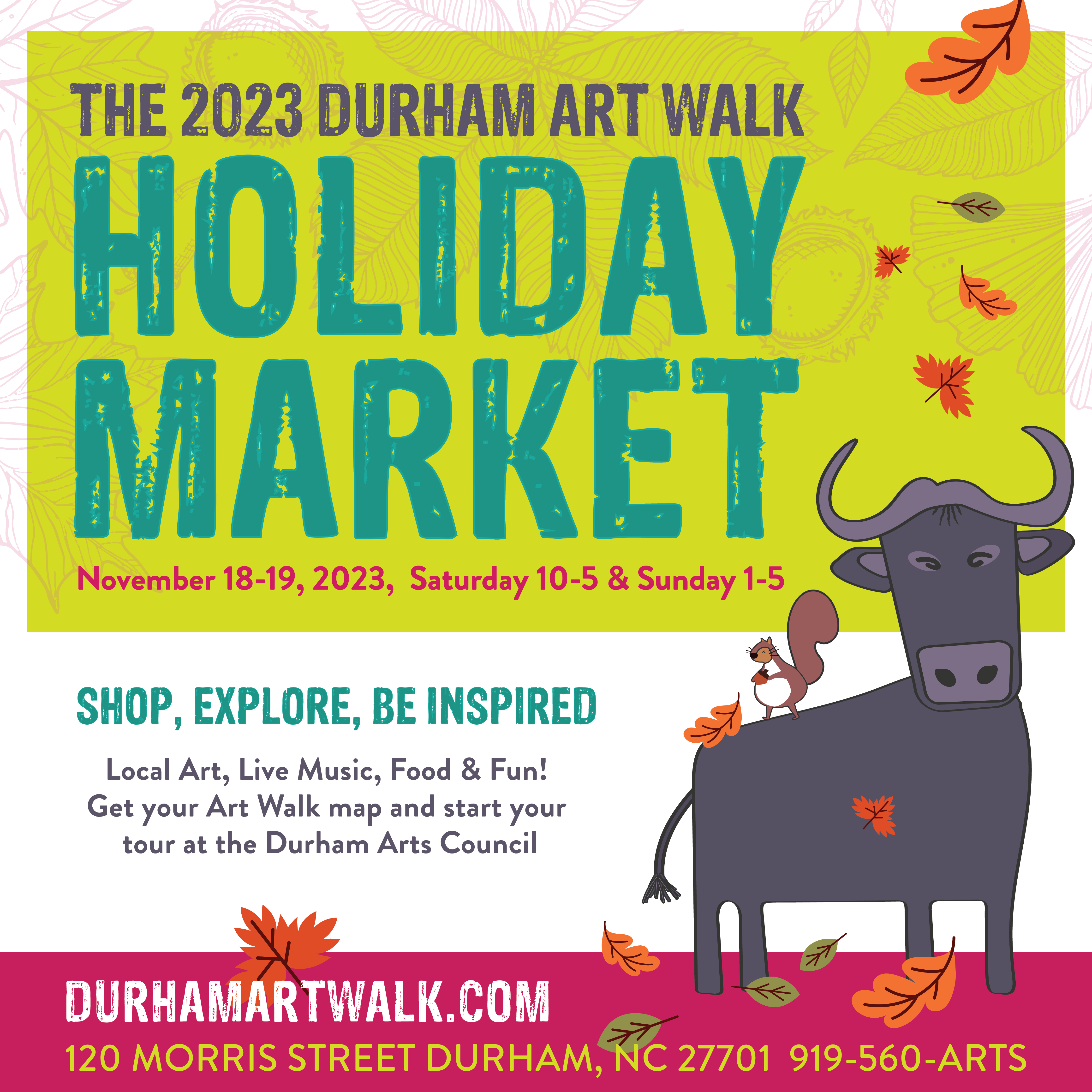 2023 Durham Art Walk Holiday Market Sites & Map