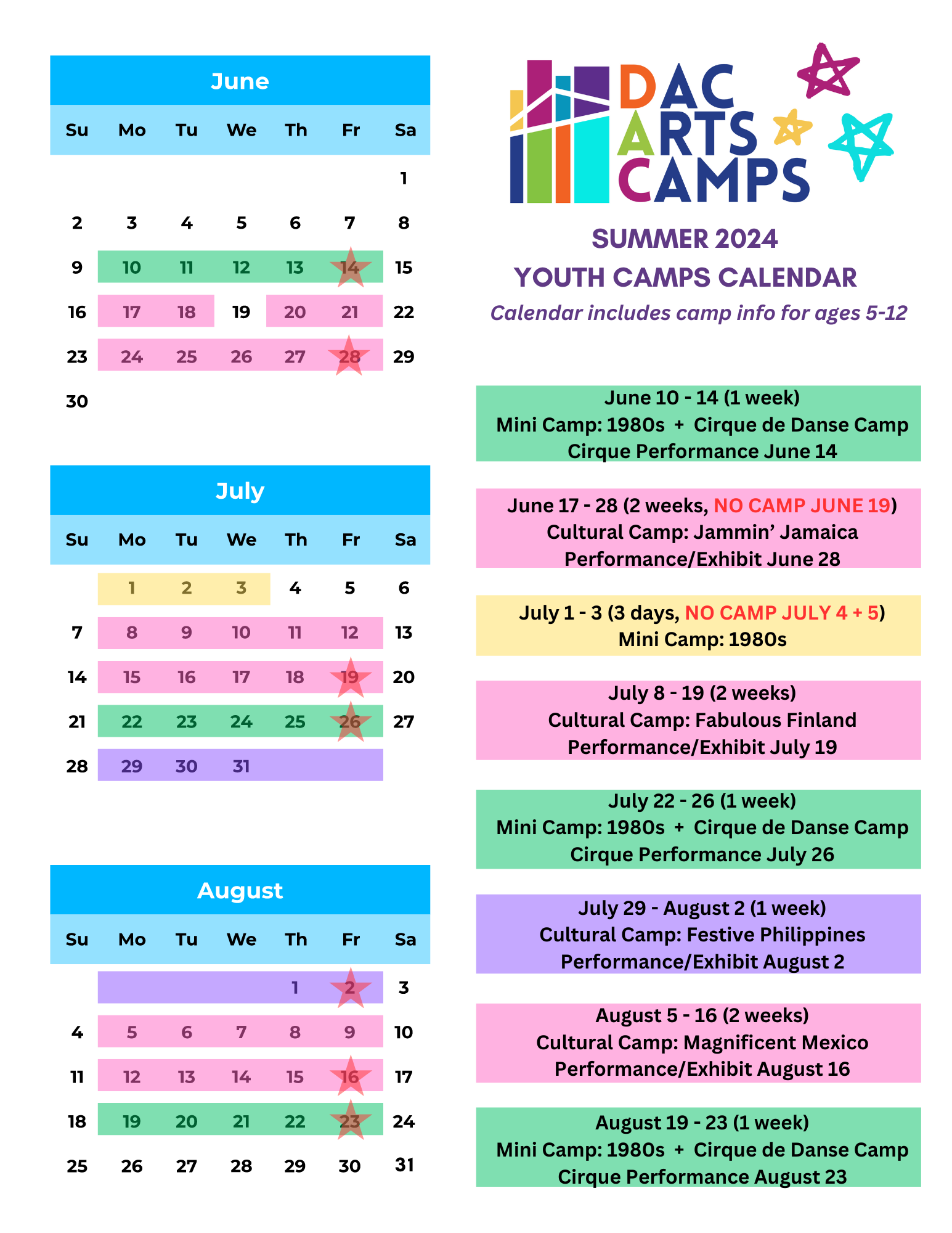 2024 Camp Calendar